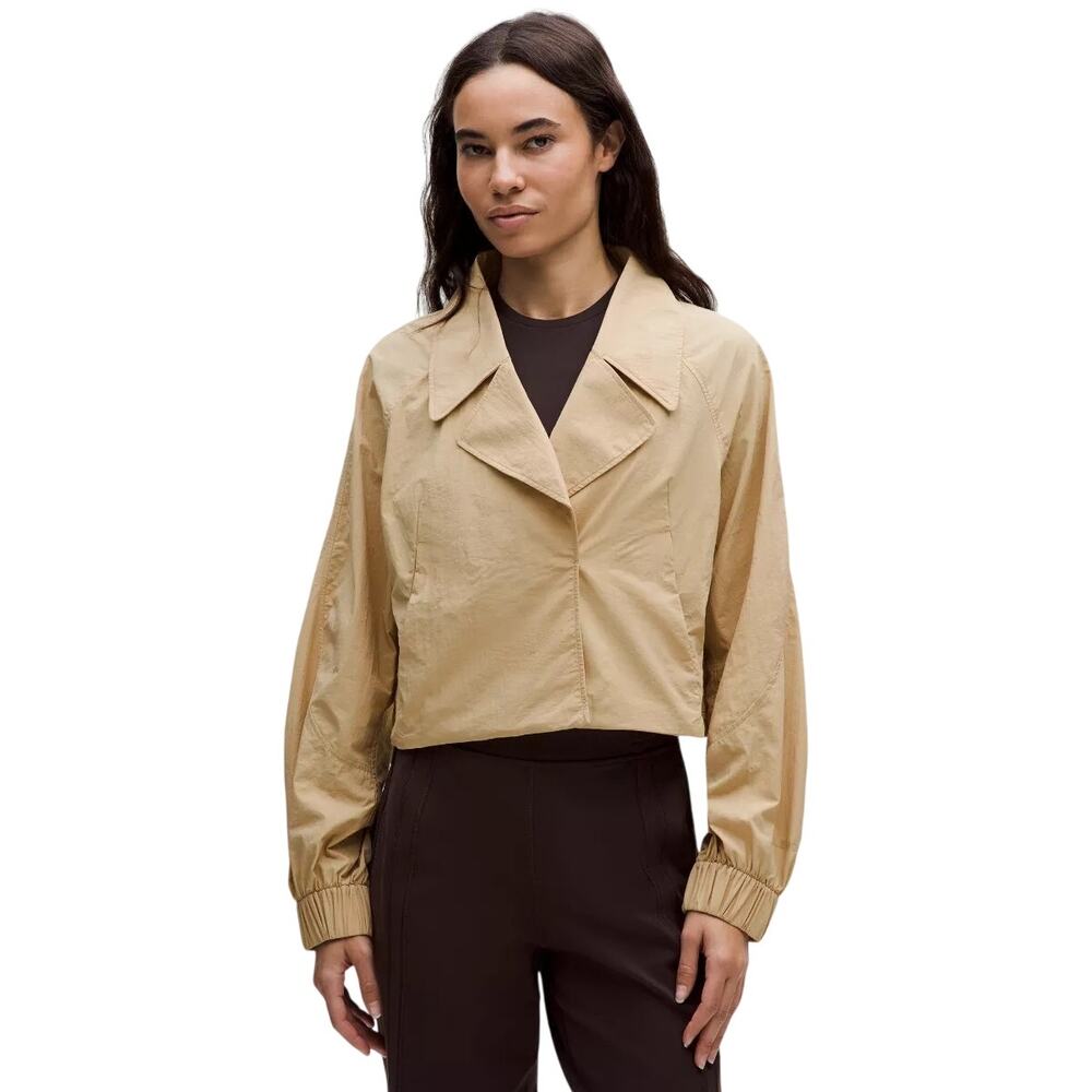 Lululemon (S) Cropped Trench Jacket Trench Tan Water Repellent Windproof